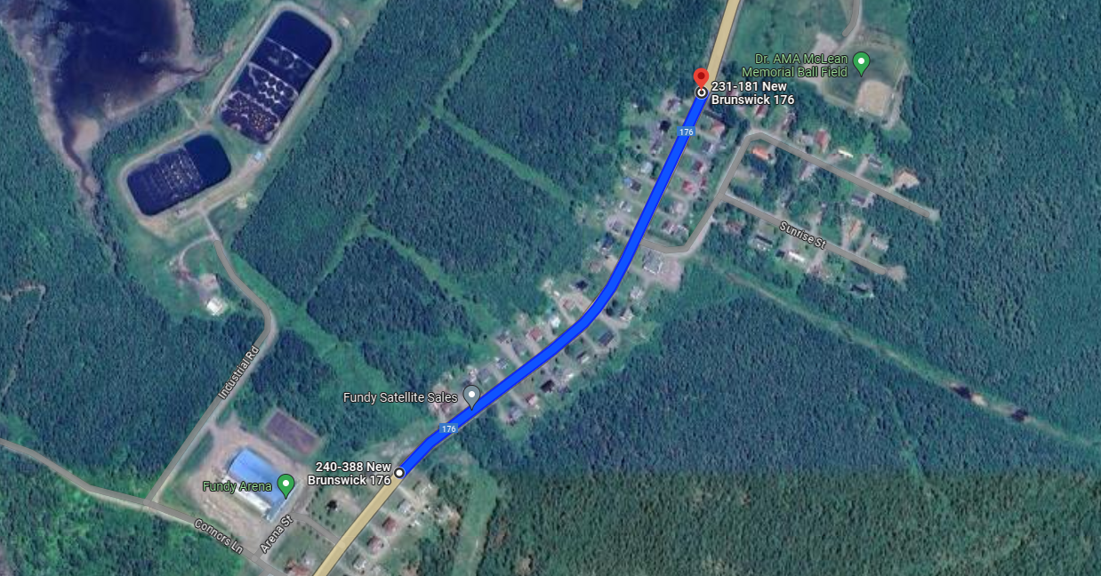 Map of Main Street Blacks Harbour highlighting the construction area.